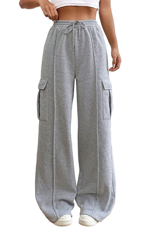 Light Grey Drawstring Waist Cargo Sweatpants