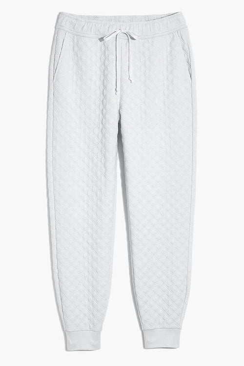 White Quilted Hoodie and Drawstring Jogger Pants Set