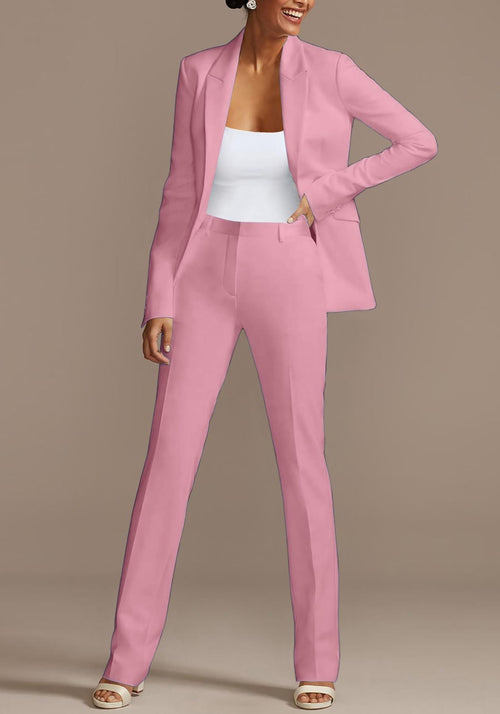 2 Piece Blazer Sets Open Front Blazers and Slim Fit Pants Suits Set