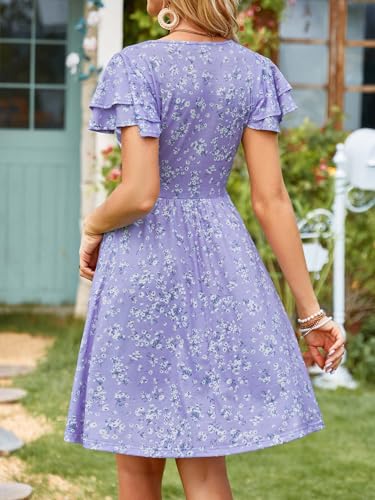 Wrap V Neck Floral Wedding  Short Sleeve