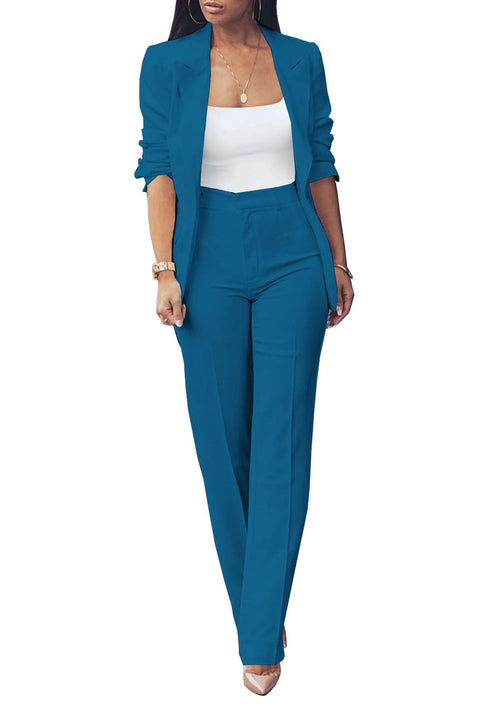 Blazer  Two Piece Sets Open Front Blazers and Slim Fit Pants Suits Set