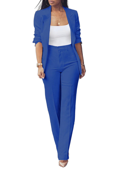 2 Piece Blazer Sets Open Front Blazers and Slim Fit Pants Suits Set