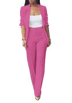 2 Piece Blazer Sets Open Front Blazers and Slim Fit Pants Suits Set