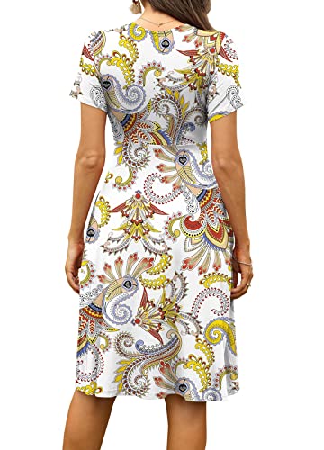 Casual  Short Sleeve V-Neck Floral Party Dress with Pockets