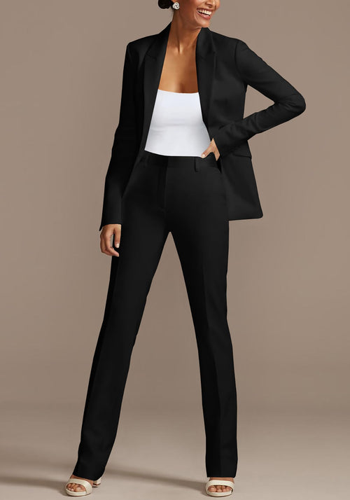 2 Piece Blazer Sets Open Front Blazers and Slim Fit Pants Suits Set