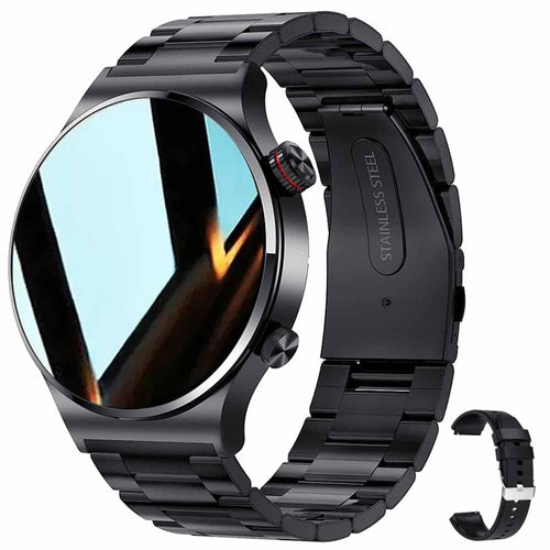 FILIEKEU Bluetooth Calls Smart Watch Men Women Heart Rate Sleep Monitor Steps IP67 Waterproof Sport Fitness Tracker 1.3''Touch Screen Fasion Black Stainless Steel Smart watches for Android iOS