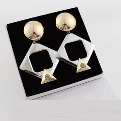 Geometric diamond earrings