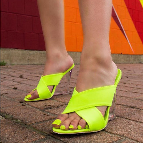 Crystal fluorescent high heels