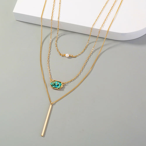 Popular Simple Diamond-shaped Natural Turquoise Pendant