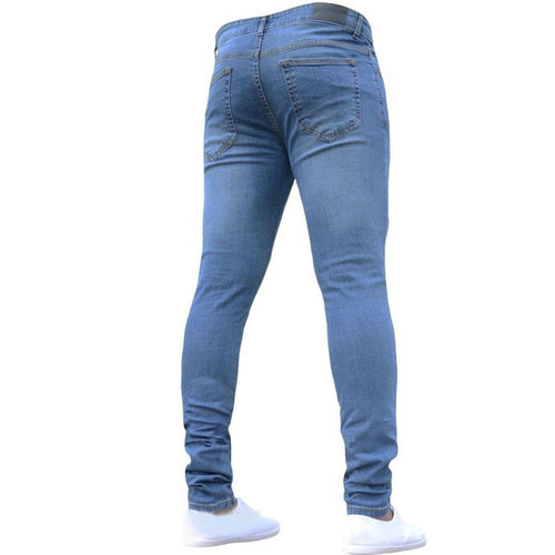 Heren Pure Color Denim Katoen Vintage Wash Hiphop Skinny stretch katoenen jeans