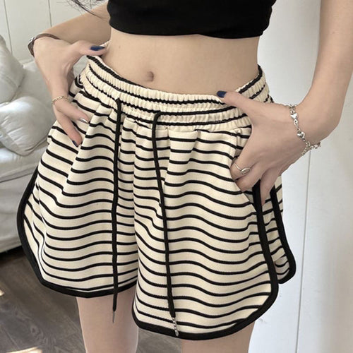 Versatile Casual High Waist Striped Elastic