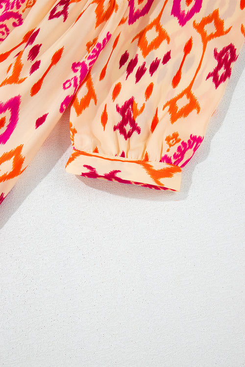 Abstract Geometric Orange Western Printed Maxi