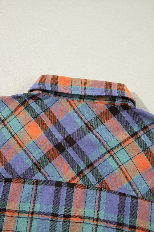 Orange Plaid Print Loose Vintage Shirt