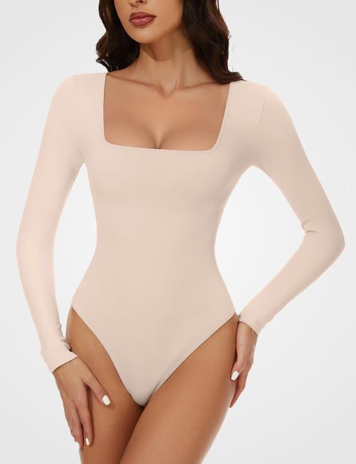 Sleeve Square Neck Bodysuits