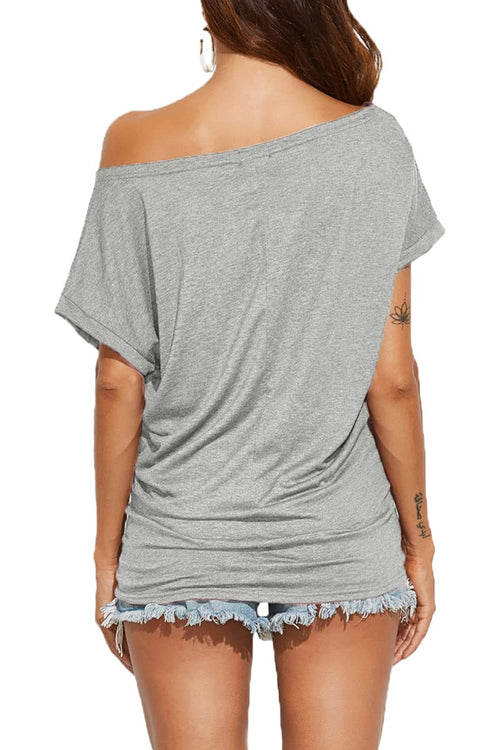 Off Shoulder Casual Loose Short Sleeve