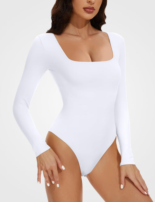 Sleeve Square Neck Bodysuits