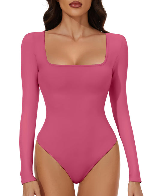 Sleeve Square Neck Bodysuits