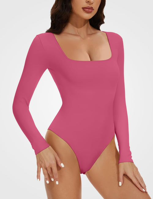 Sleeve Square Neck Bodysuits