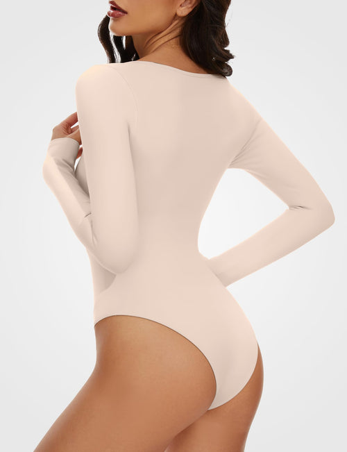 Sleeve Square Neck Bodysuits