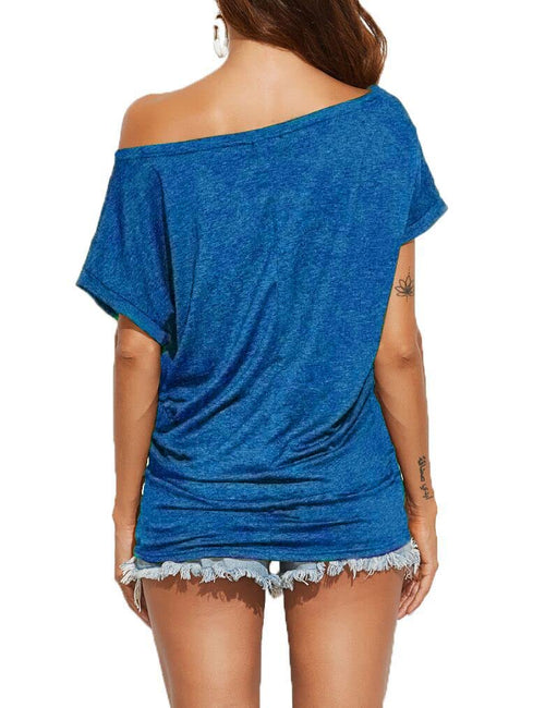 Off Shoulder Casual Loose Short Sleeve