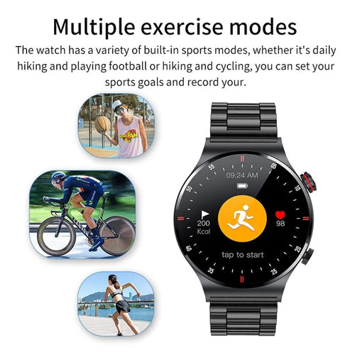 FILIEKEU Bluetooth Calls Smart Watch Men Women Heart Rate Sleep Monitor Steps IP67 Waterproof Sport Fitness Tracker 1.3''Touch Screen Fasion Black Stainless Steel Smart watches for Android iOS