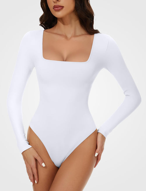 Sleeve Square Neck Bodysuits