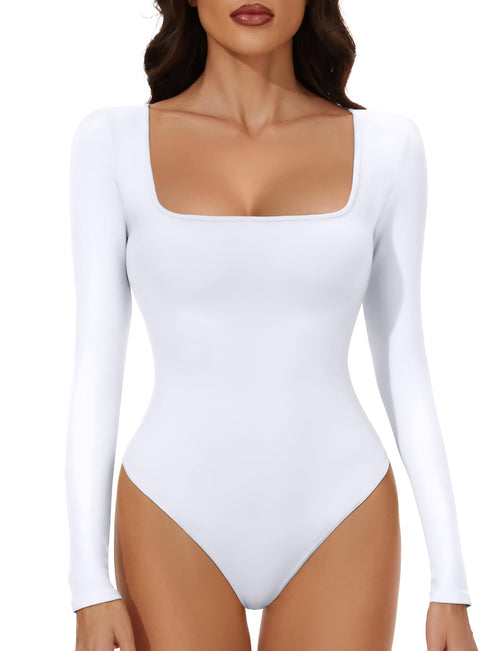 Sleeve Square Neck Bodysuits