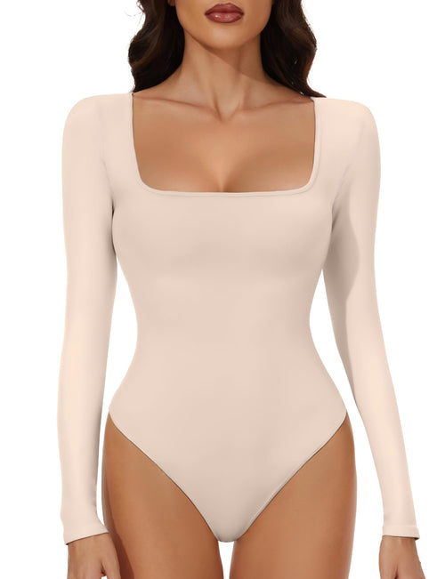 Sleeve Square Neck Bodysuits