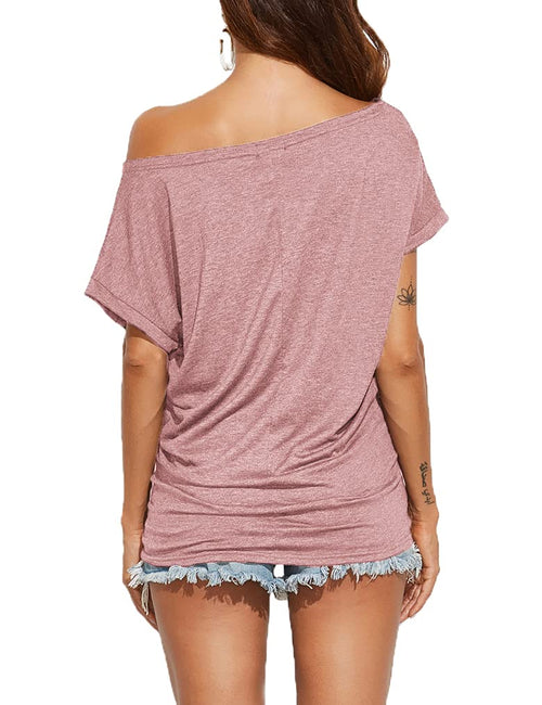 Off Shoulder Casual Loose Short Sleeve