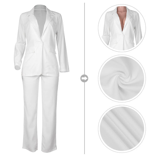 2 Piece Blazer Sets Open Front Blazers and Slim Fit Pants Suits Set