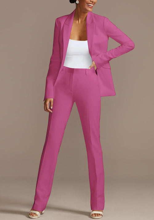 2 Piece Blazer Sets Open Front Blazers and Slim Fit Pants Suits Set