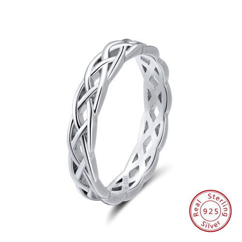 925 Sterling Silver Rings Women Unique Twisted Shape Round Ring Wedding Band Fashion Jewelry Anniversary Gift