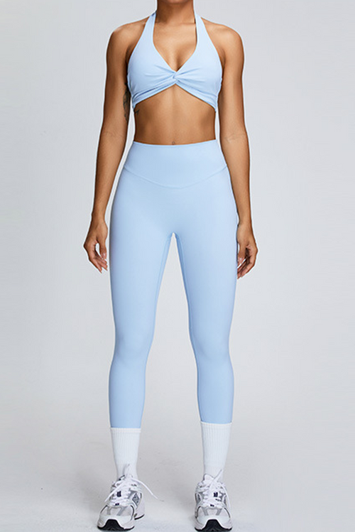 Beau Blue High-Waisted Yoga Leggings