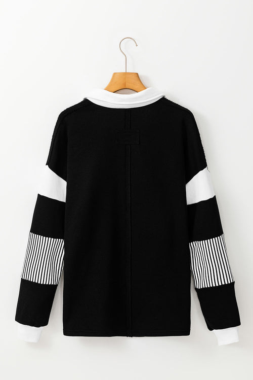 Black Striped Colorblock Patchwork Collar