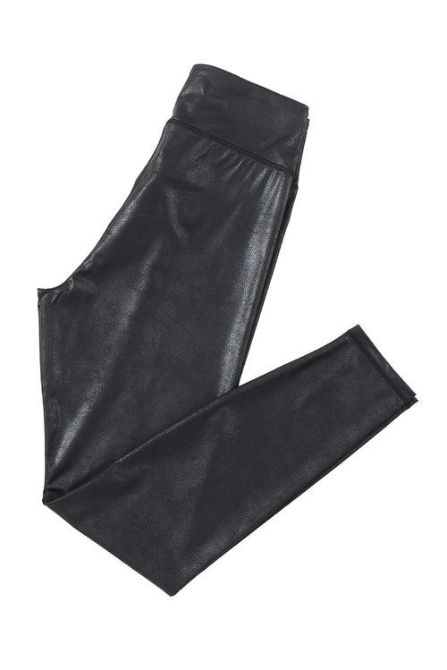 Black Crossed Dip Waist Sleek Leather