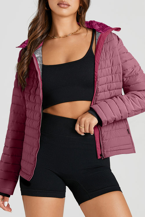 Myosotis Solid Color Quilted Zip-up Puffer Jacket