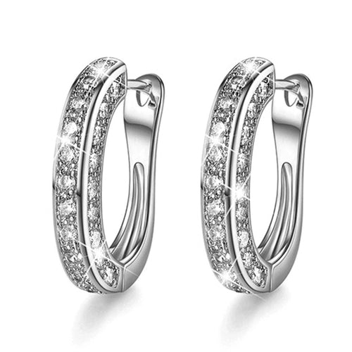 Hoop "U" Shape Gold Filled Zircon Party Earrings Jewelry Gift