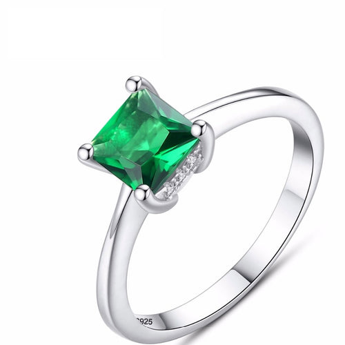 Emerald Simple Female Zircon Stone Finger Ring 925 Sterling Silver Women Jewelry Prom Wedding Engagement Rings