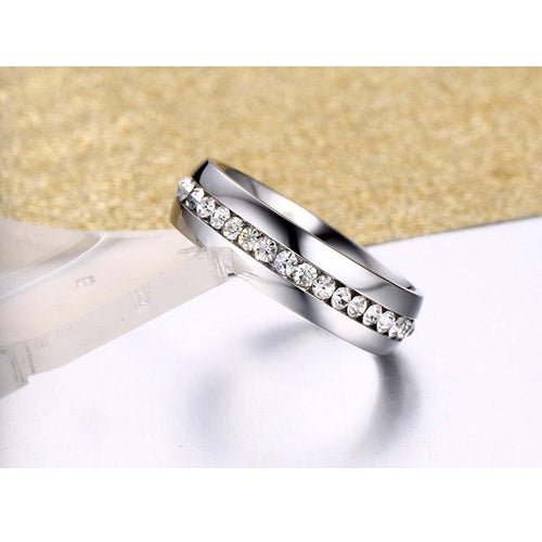 crystal wedding ring for women 6mm stainless steel engagement