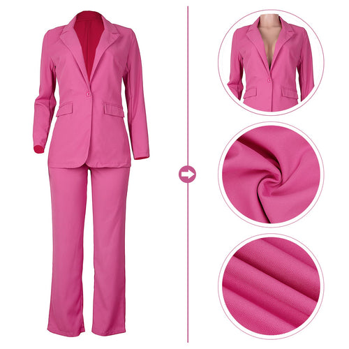 2 Piece Blazer Sets Open Front Blazers and Slim Fit Pants Suits Set