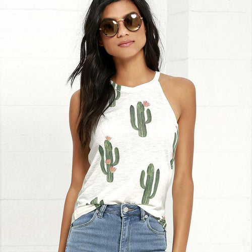 Cactus Print Casual Halter