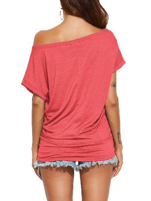 Off Shoulder Casual Loose Short Sleeve