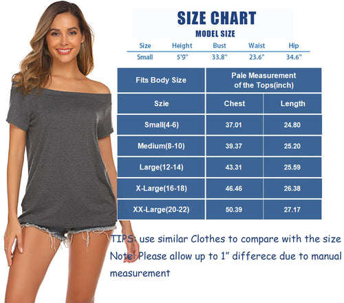 Halife Women's Off The Shoulder Tops Summer Casual Short Sleeve T Shirts