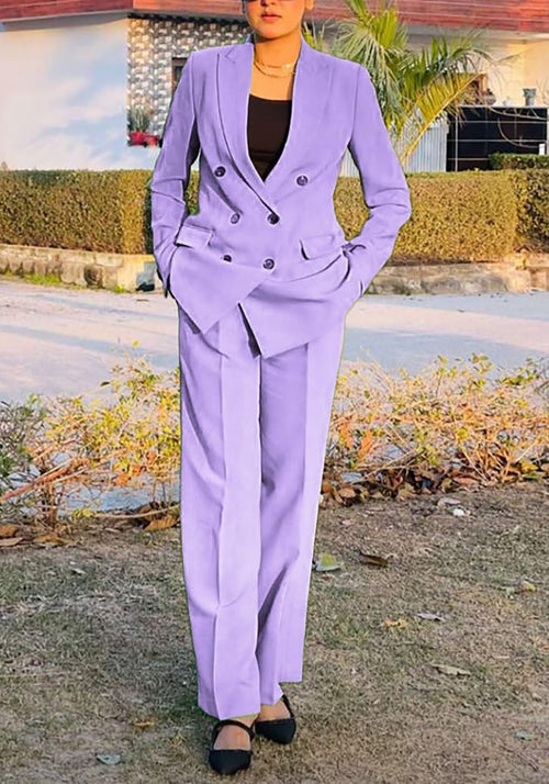 2 Piece Outfits for Women Dressy Double Breasted Blazer Jackets High Waisted Wide Leg Pants Suits Set Casual Business