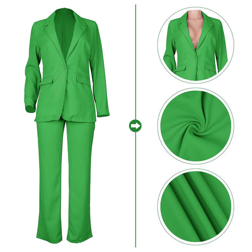 2 Piece Blazer Sets Open Front Blazers and Slim Fit Pants Suits Set