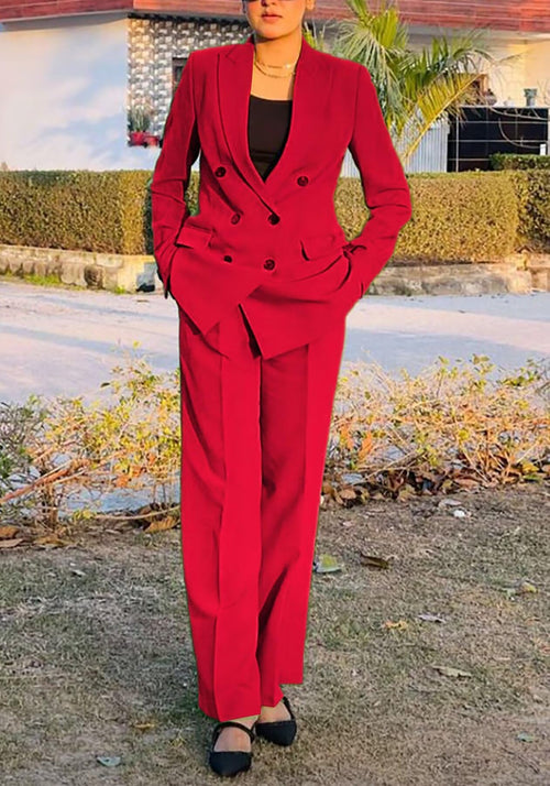 2 Piece Outfits for Women Dressy Double Breasted Blazer Jackets High Waisted Wide Leg Pants Suits Set Casual Business