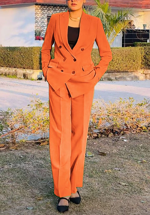 2 Piece Outfits for Women Dressy Double Breasted Blazer Jackets High Waisted Wide Leg Pants Suits Set Casual Business