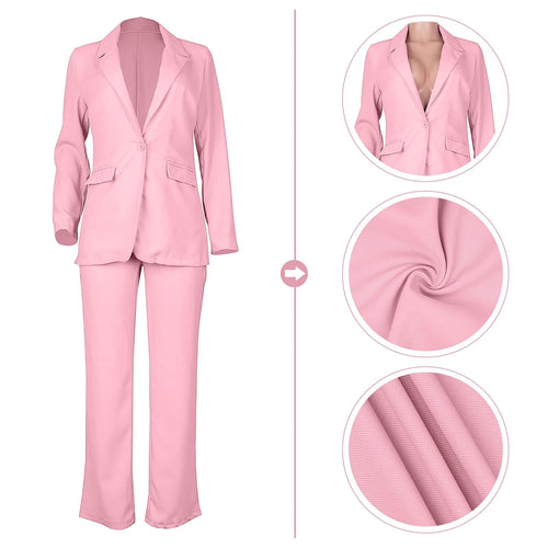 2 Piece Blazer Sets Open Front Blazers and Slim Fit Pants Suits Set