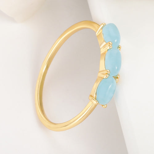Blue Stone Ring Ladies Simple Style