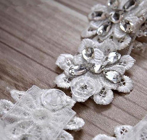 White Bolero Appliques Crystals Wedding Wrap